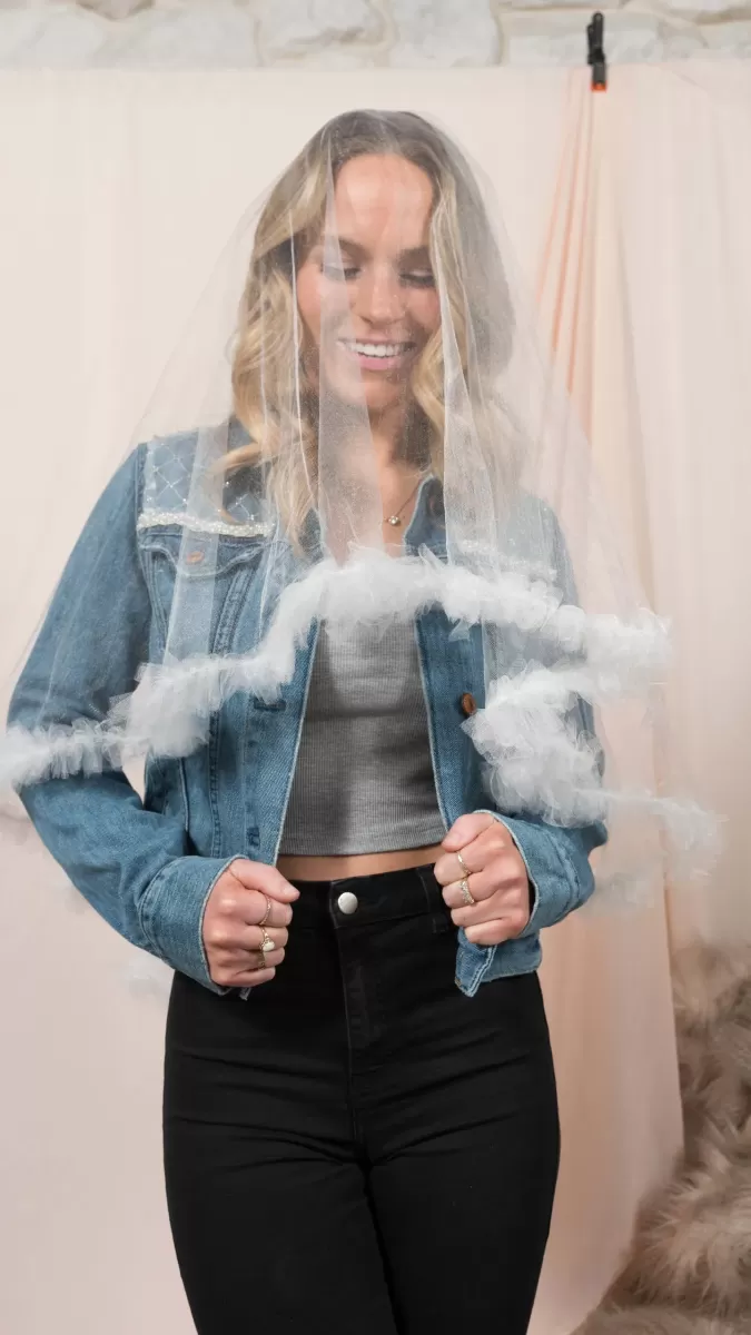 One of a kind Nicole Pink denim jacket, style 2