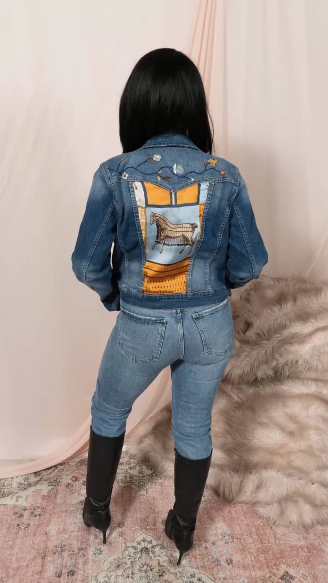 One of a kind Nicole Pink denim jacket, style 7
