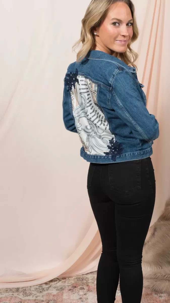 One of a kind Nicole Pink denim jacket, style 8