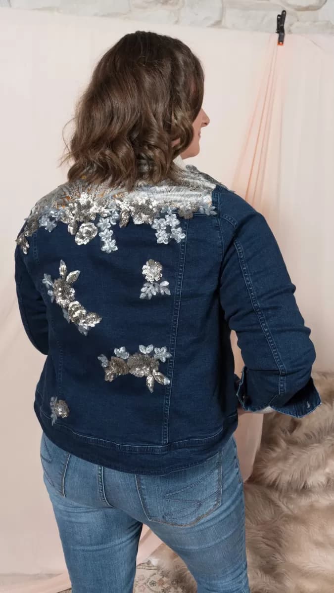 One of a kind Nicole Pink denim jacket, style 1